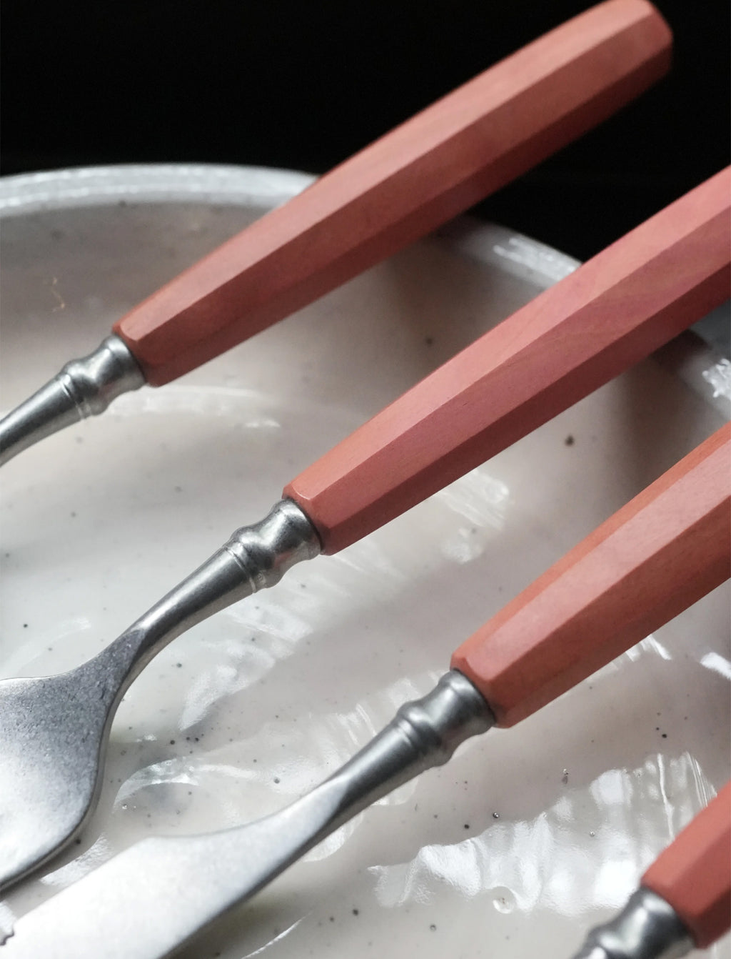 Utensils | Chamfered Series - Pink Ivory Fork & Spoon